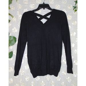 Love Ellie | Women's Black Sweater V Neck Cross Back Size XS